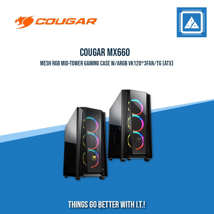 COUGAR MX660 MESH RGB / MID-TOWER / ARGB VK120*3FAN / TEMPERED GLASS COUGAR MX660 MESH RGB / MID-TOWER / ARGB VK120*3FAN / TEMPERED GLASS